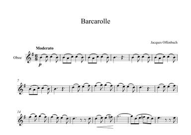 Barcarolle - Jacques Offenbach (Oboe) (arr. Digital Book Music)