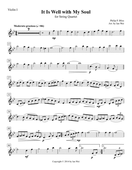 It Is Well with My Soul for String Quartet (arr. Ian Wei)