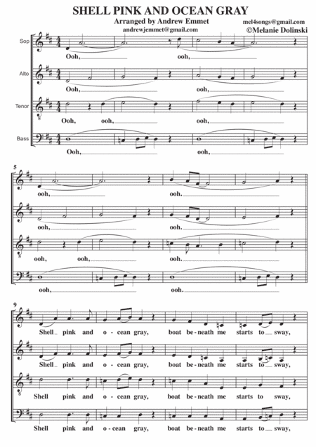 Shell Pink And Ocean Gray A Cappella SATB