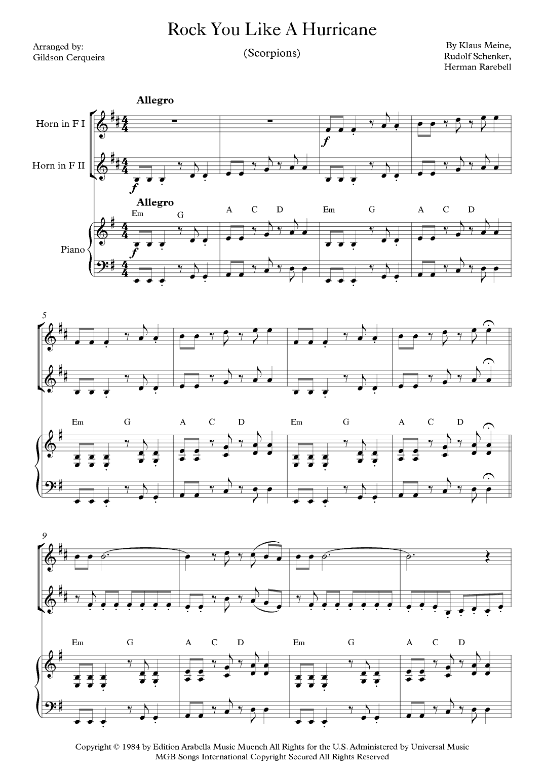 Rock You Like A Hurricane (arr. Gildson Cerqueira)