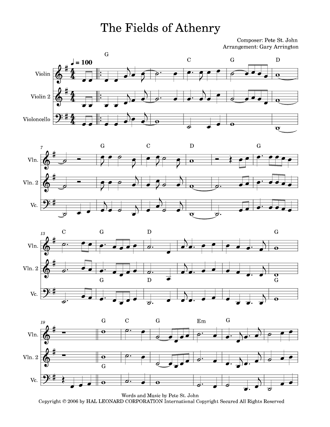 The Fields Of Athenry (arr. Gary H Arrington)