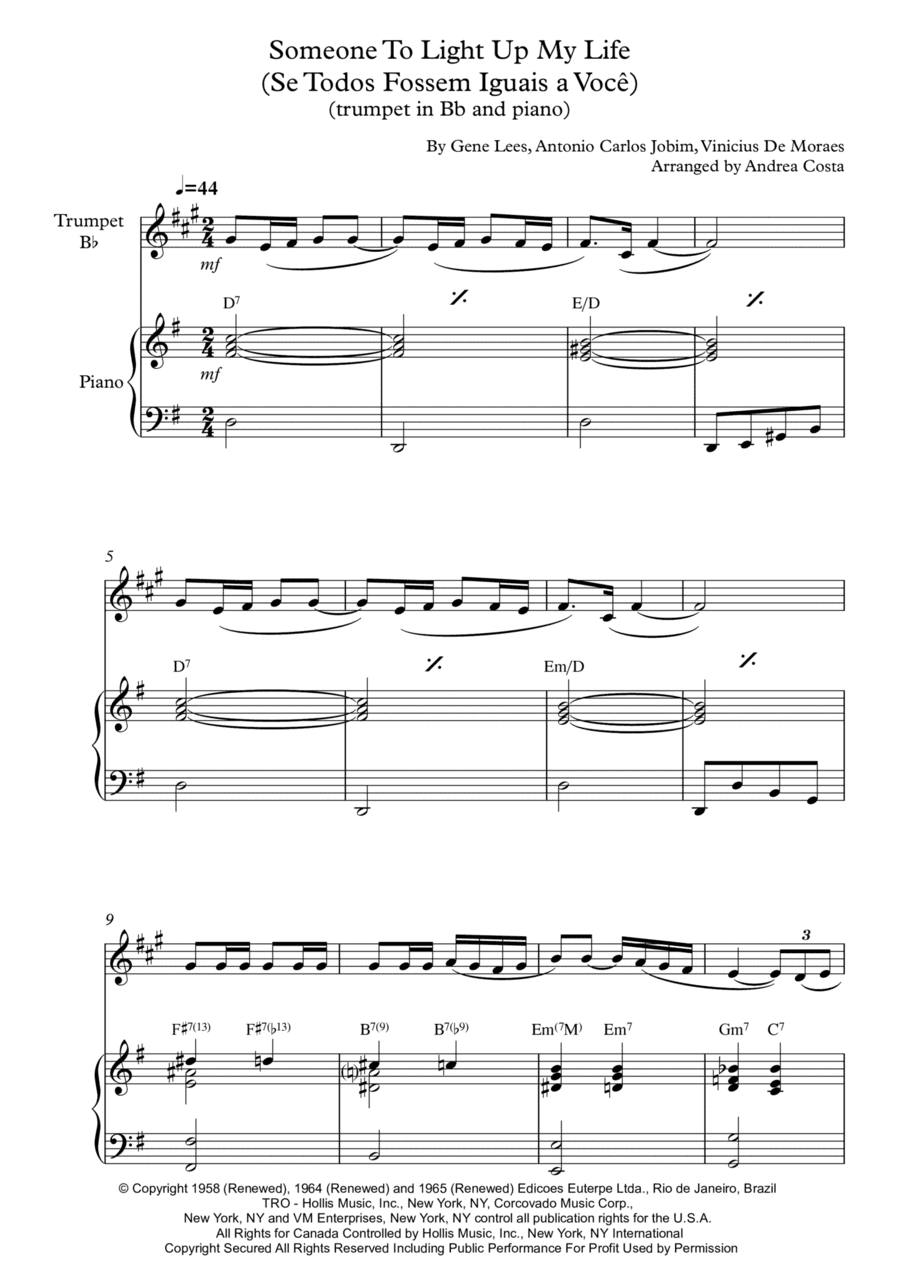 Someone To Light Up My Life (se Todos Fossem Iguais A Voce) (arr. Andrea Costa)