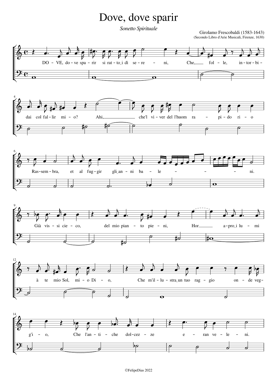 Dove, dove sparir (arr. Early Music Scores)