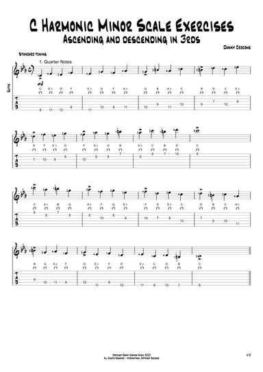 C Harmonic Minor Scale Exercises - Ascending and Descending in 3rds