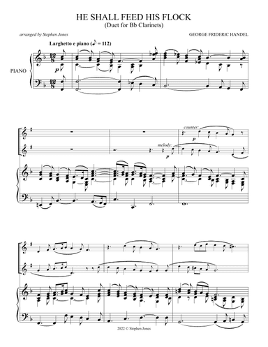 He Shall Feed His Flock Clarinet Duet (arr. Stephen Jones)