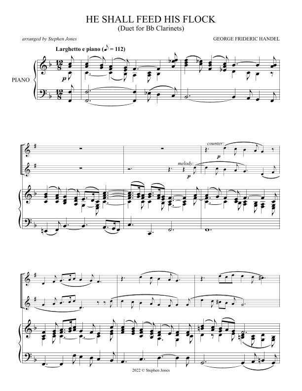 He Shall Feed His Flock Clarinet Duet (arr. Stephen Jones)