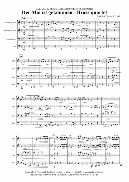 Der Mai ist gekommen - German Folk Song - Brass Quartet (arr. Thomas H. Graf)