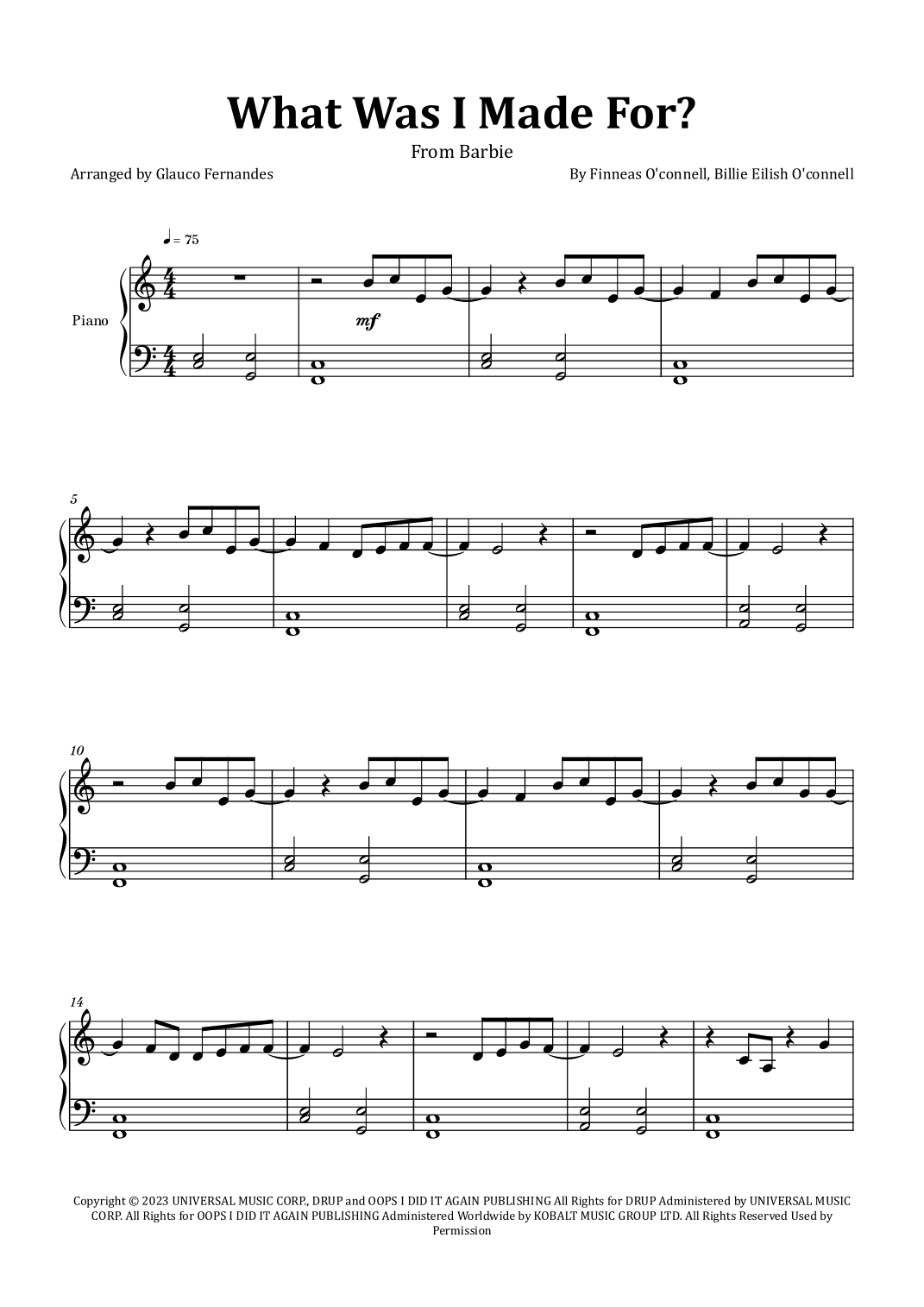 What Was I Made For? (arr. Glauco Fernandes)