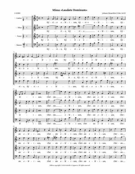 Missa Laudate Dominum a 4 (Steuerlein) (arr. Aristotle A. Esguerra)