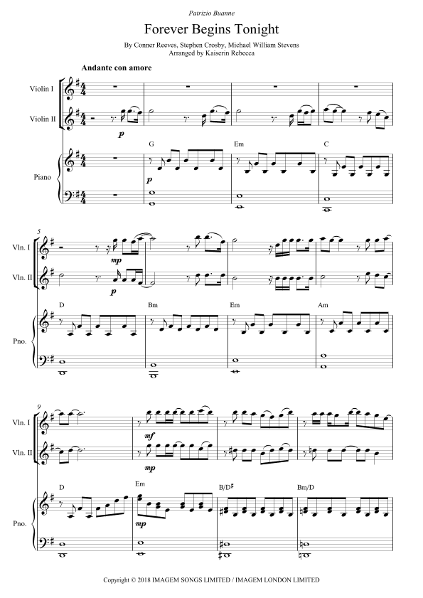 Forever Begins Tonight (arr. Kaiserin Rebecca)