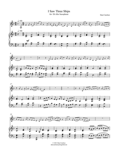 I Saw Three Ships theme and variations for Alto Saxophone (arr. Daniel M Cutchen)