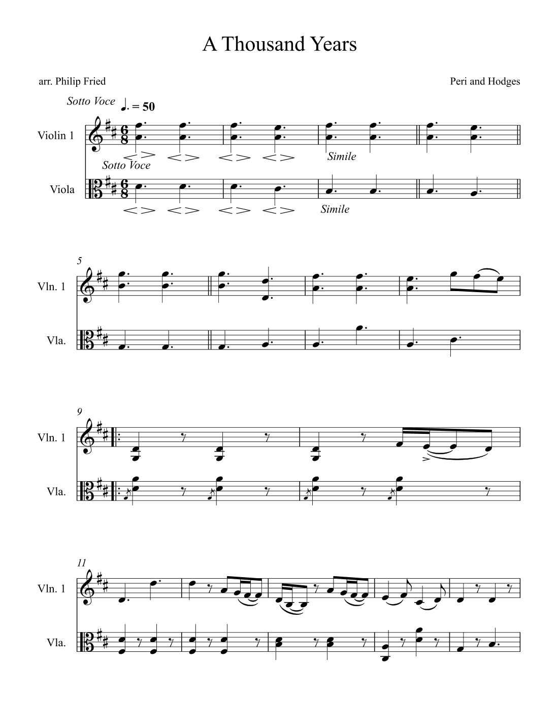 A Thousand Years (arr. Philip Fried)
