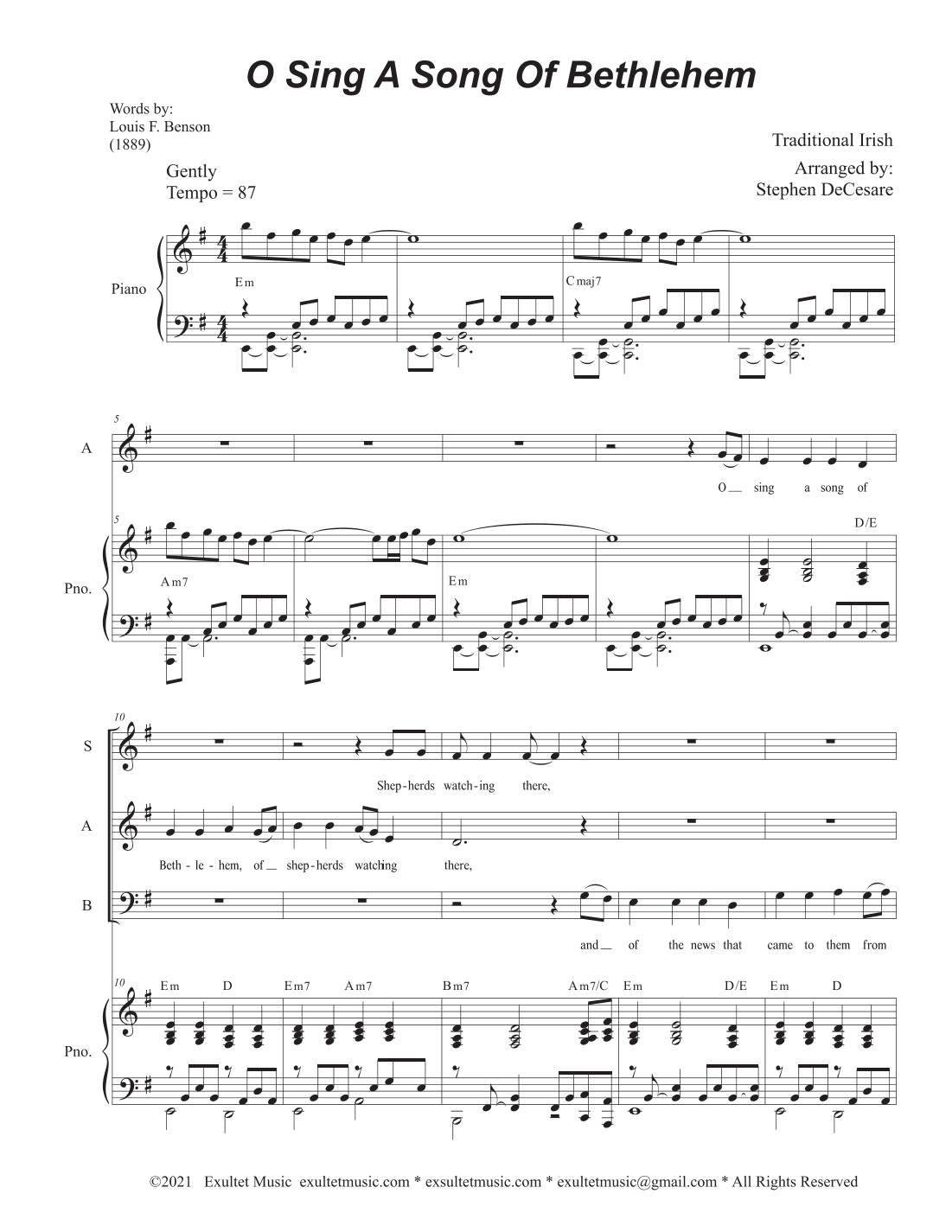 O Sing A Song Of Bethlehem (SATB) (arr. Stephen DeCesare)