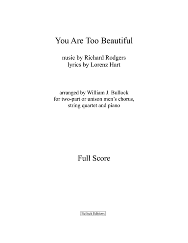 You Are Too Beautiful (arr. William J. Bullock)