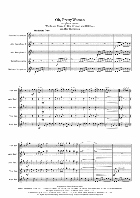 Oh, Pretty Woman (arr. Ray Thompson)