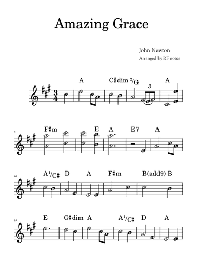 Amazing Grace (arr. RF notes)