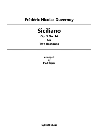 Siciliano for Two Bassoons (arr. Paul Kajzar)