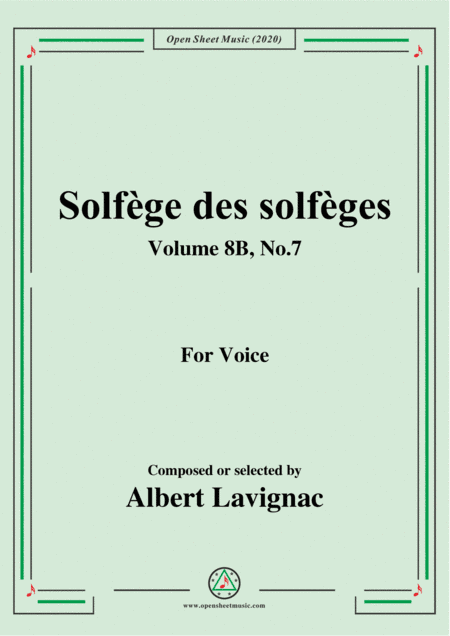 Lavignac-Solfège des solfèges,Volume 8B,No.7,for Voice (arr. MSM)