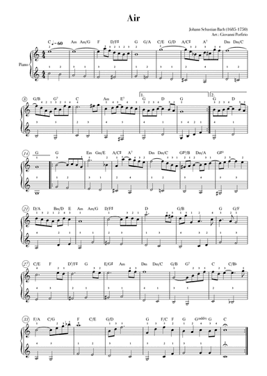 AIR - J.S.Bach (Piano - chords - easy) (arr. Giovanni Porfirio)