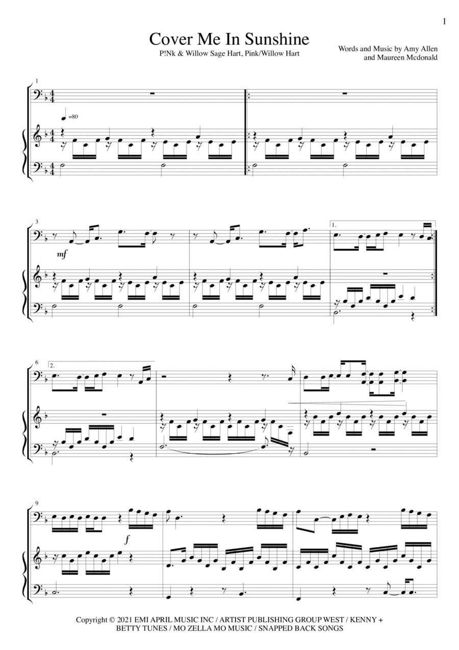 Cover Me In Sunshine (arr. Bence Huszar)