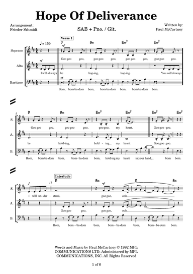 Hope Of Deliverance (arr. Frieder Schmidt)