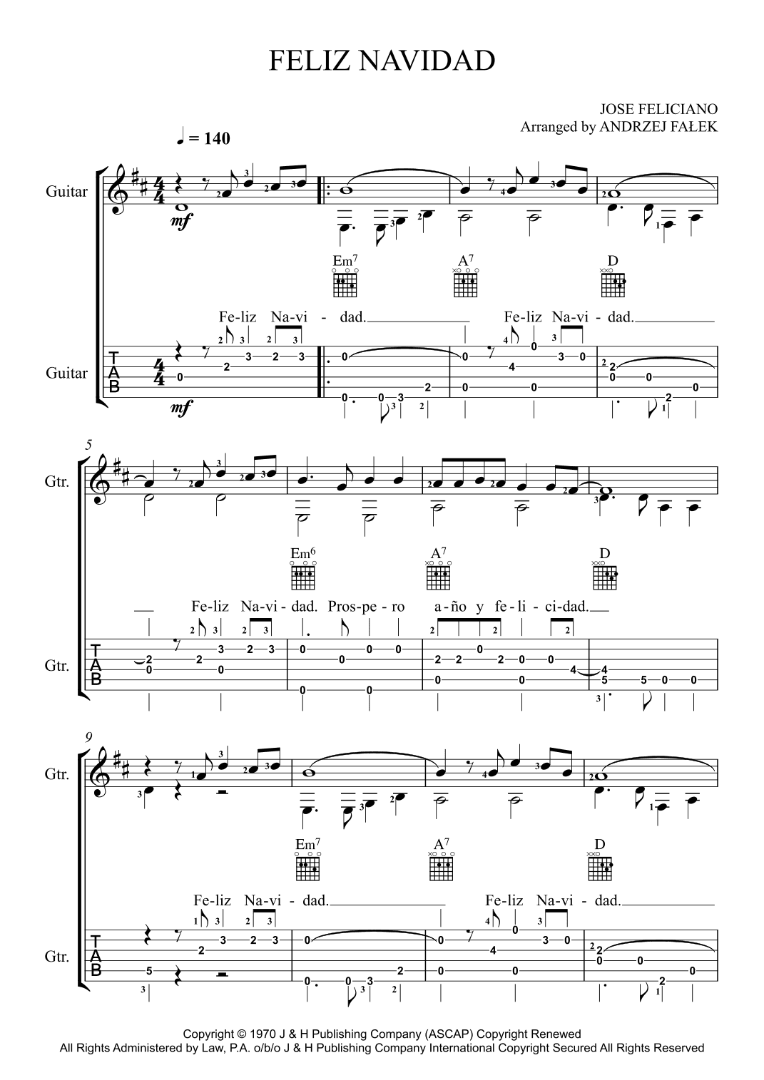 Feliz Navidad (arr. Andrzej Falek)