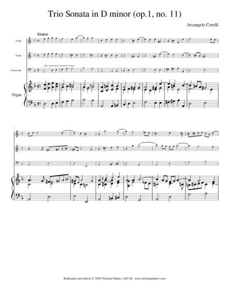 Trio Sonata in D minor (op.1, no. 11) - Arcangelo Corelli (arr. Nicholas Palmer, ASCAP)