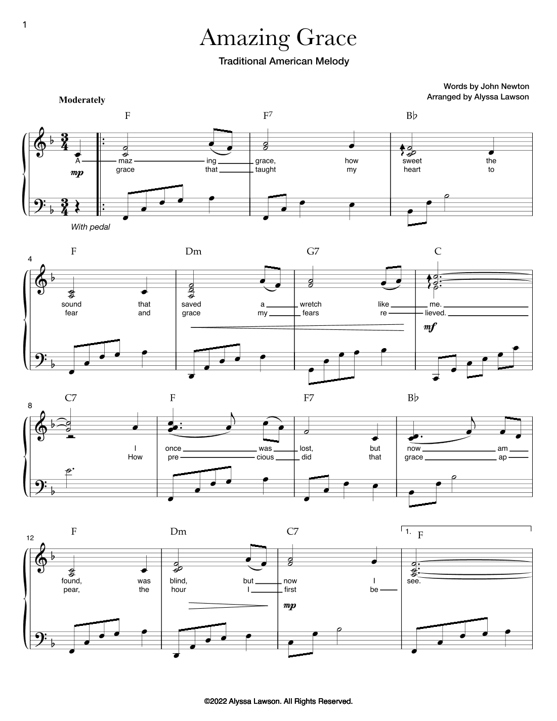 Amazing Grace (arr. Alyssa Lawson)