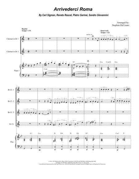 Arrivederci Roma (goodbye To Rome) (arr. Stephen DeCesare)