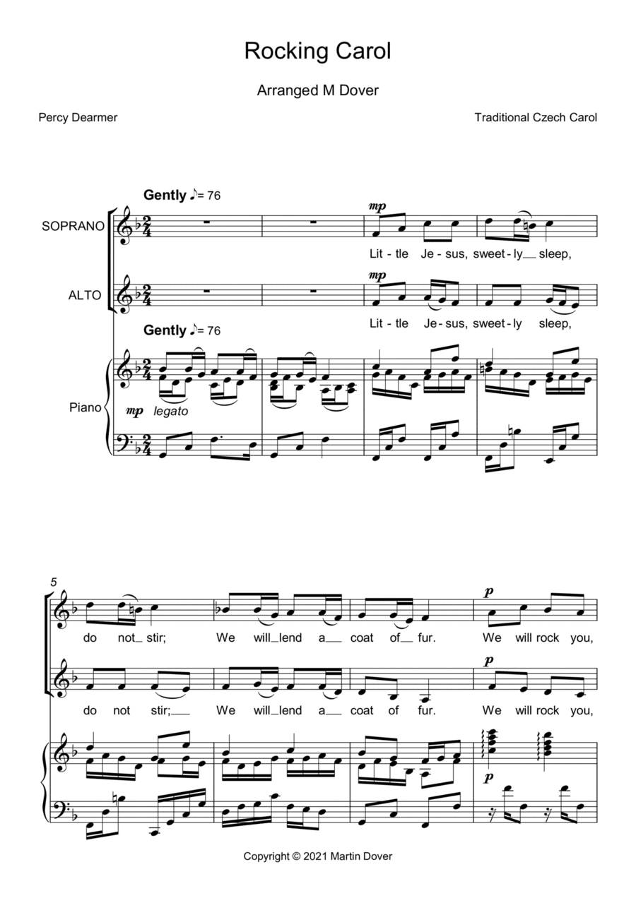Rocking Carol ( Little Jesus Sweetly Sleep ) - Two Part Choir SA - Upper Voices (arr. Martin Dover)