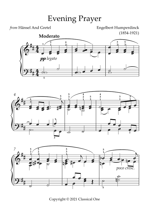Humperdinck - Evening Prayer (from Hansel and Gretel)(With Note name) (arr. MPS)
