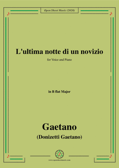 Donizetti-L'ultima notte di un novizio,in B flat Major,for Voice and Piano (arr. MSM)