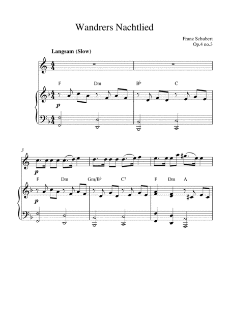 Wandrers Nachtlied (Op.4 no.3) (English horn solo and piano accompaniment) (arr. Kaiserin Rebecca)
