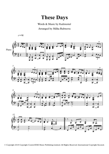 These Days (arr. Milka Rubtsova)