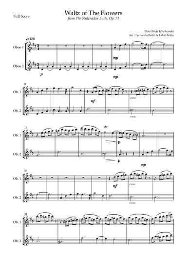 Waltz of The Flowers - from Nutcracker (P. I. Tchaikovsky) for Oboe Duo (arr. Fernando Britto, Fabio Britto)