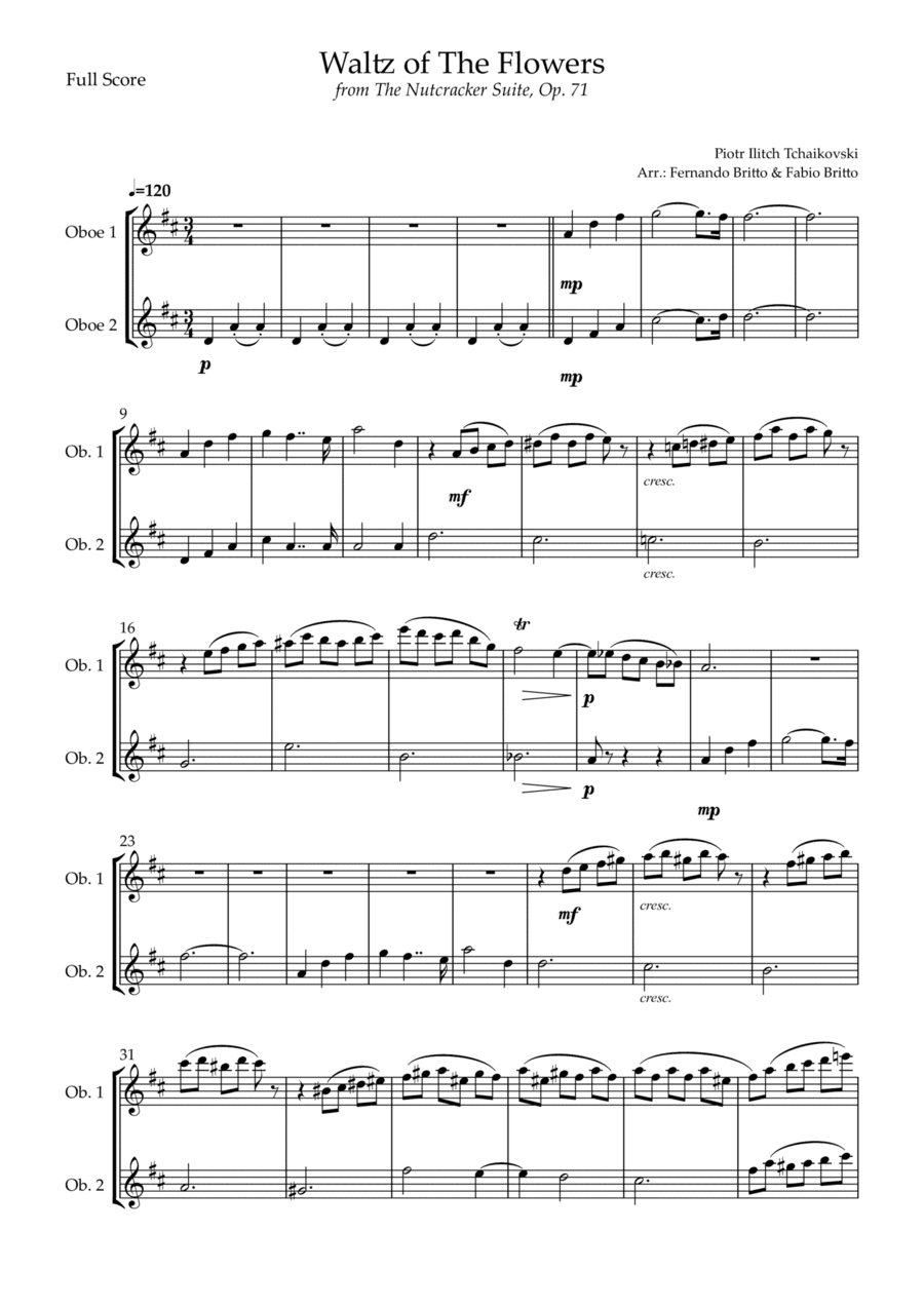Waltz of The Flowers - from Nutcracker (P. I. Tchaikovsky) for Oboe Duo (arr. Fernando Britto, Fabio Britto)
