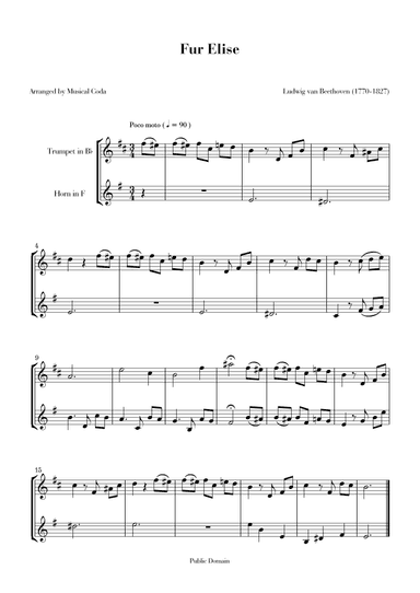 Fur Elise - Trumpet & Horn (arr. Musical Coda)