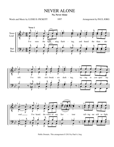 NEVER ALONE (No, Never Alone) (arr. Paul A. Jorg)