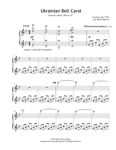 Ukrainian Bell Carol (Carol of the Bells) (arr. Ryan Marvel)