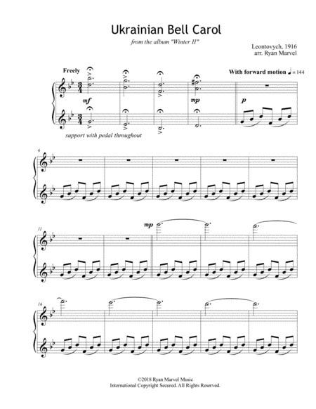 Ukrainian Bell Carol (Carol of the Bells) (arr. Ryan Marvel)