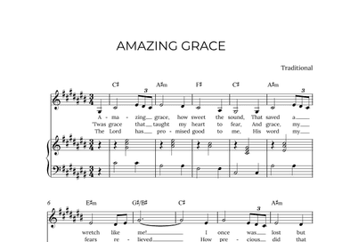 AMAZING GRACE - for piano and alto in C# major with chords (arr. Alex Nunes Rodrigues)