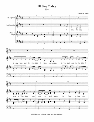 I'll Sing Today  (includes unlimited license to copy)