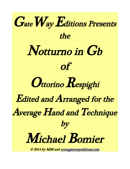 Notturno in Gb Major of Ottorino Respighi (arr. Michael Bomier)