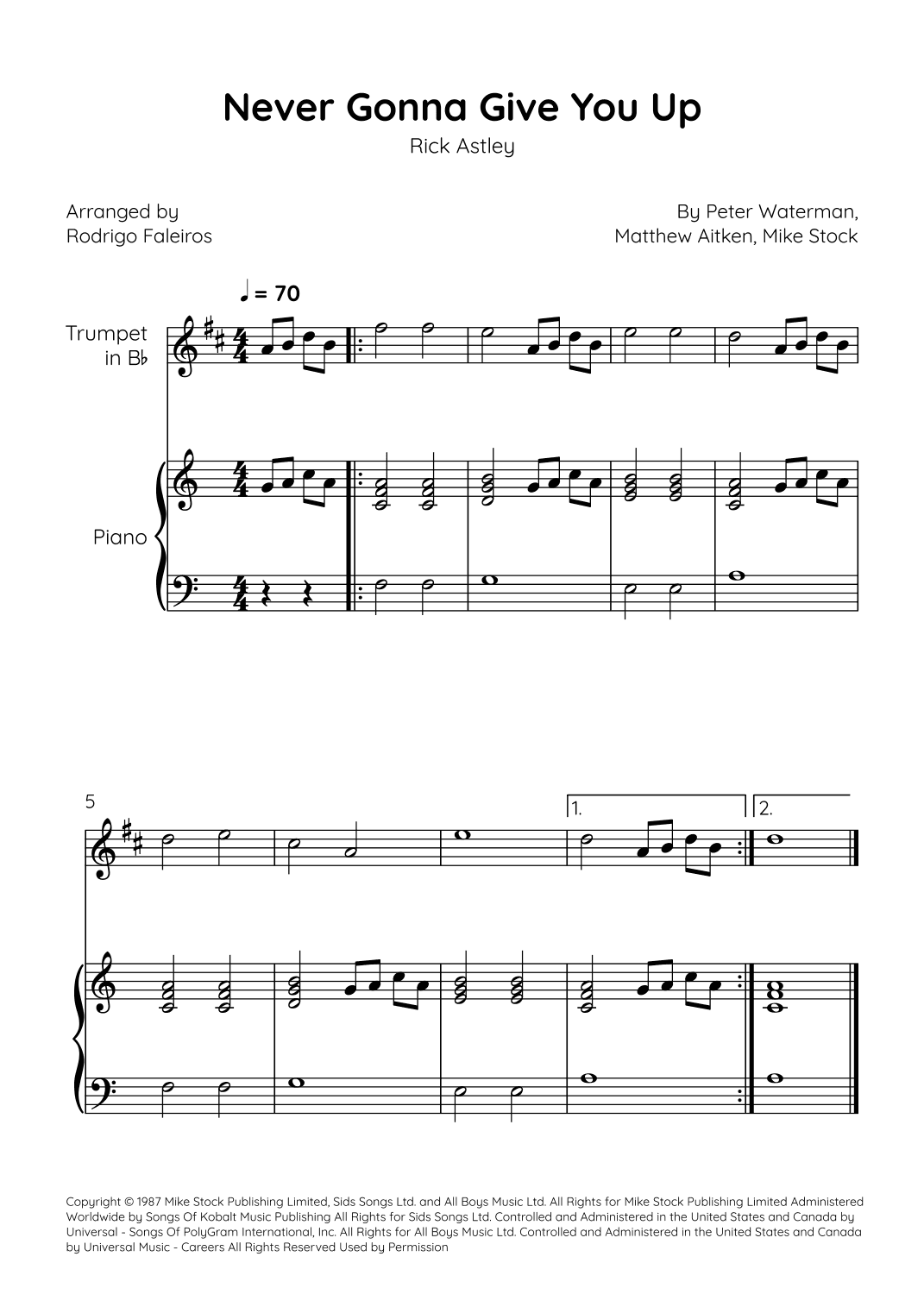 Never Gonna Give You Up (arr. Rodrigo Faleiros)