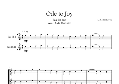 Ode the Joy ( Saxophone Soprano Duo - Beethoven Symphony No. 9 ) BEGINNER (arr. Duda Oriontte)
