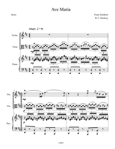 Ave Maria (Violin and Viola Duet with Piano Accompaniment) (arr. B. C. Dockery)