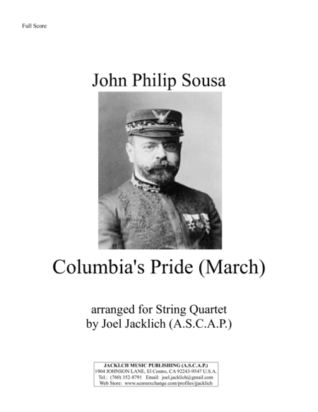 Columbia's Pride (March) for String Quartet (arr. Joel Jacklich (ASCAP))