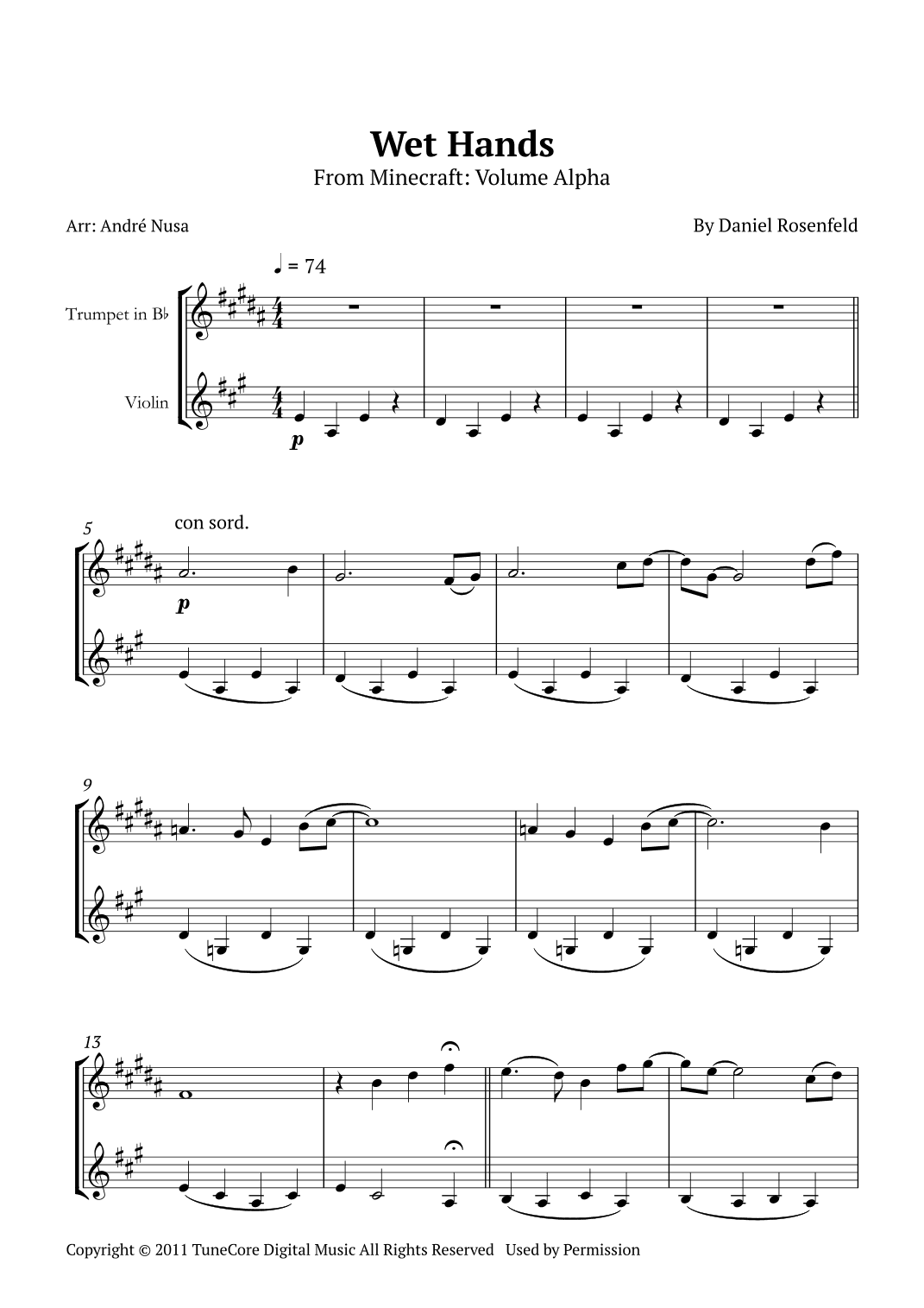 Wet Hands (arr. André Nusa)