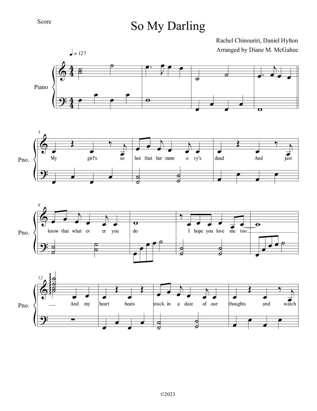 So My Darling (arr. Arranged by Diane M. McGahee)