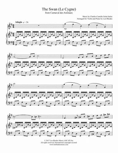 The Swan (Carnival of the Animals) - Charles-Camille Saint-Saëns for Violin and Piano (arr. Len Rhodes)